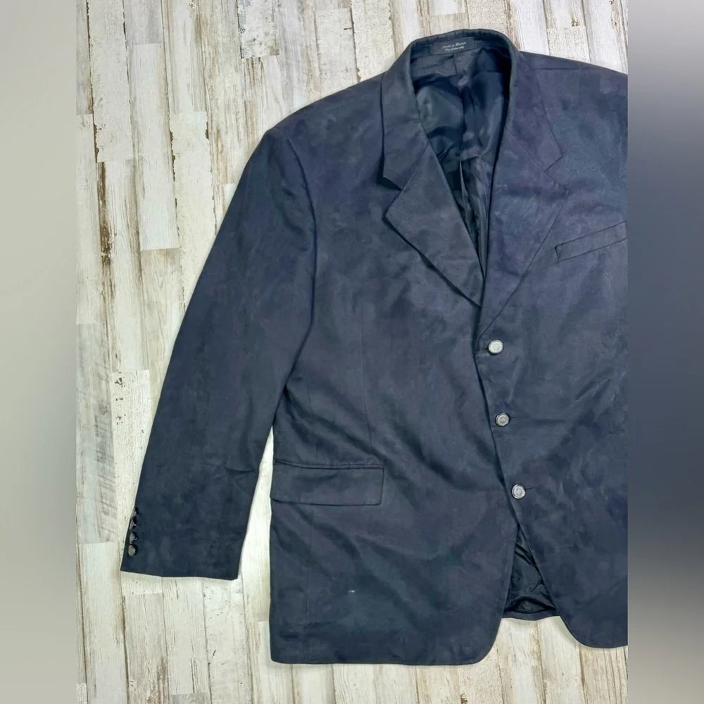Andrew Fezza Suede Blazer 46R Black 3 Button Jacket